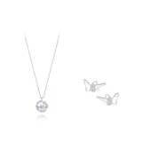 Necklace+Stud Earrings Clothing Sets[S999 Fine Silver]