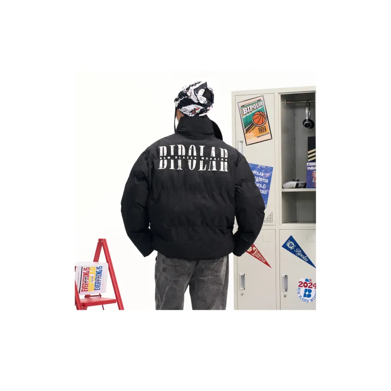BIPOLAR Puffer Jacket Unisex White Dark Gray Black-11