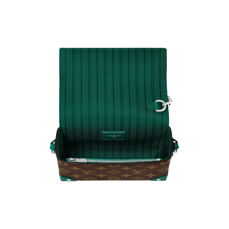 LOUIS VUITTON Leather Shoulder Bag Crossbody Bag Men's Brown & Green-3