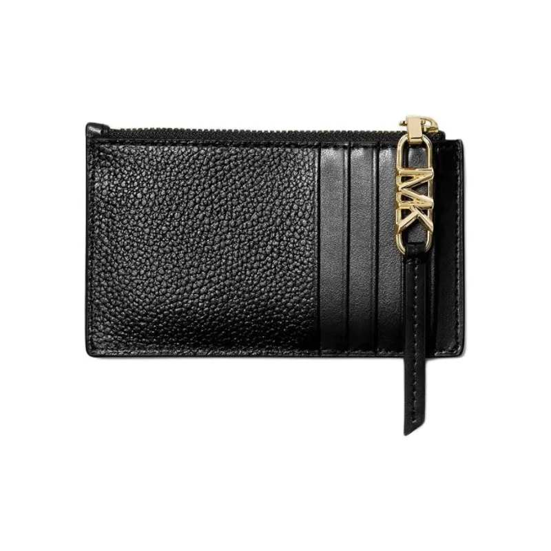 MICHAEL KORS Litchi Grain Leather Card Holder Small Size Women's Black-1