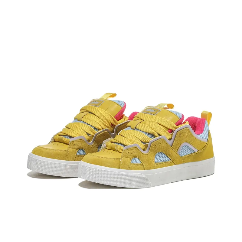 FERW Yellow Peach Can Coverage Anti-Slip And Wear-Resistant Breathable Low-Top Skateboard Shoes Unisex-1