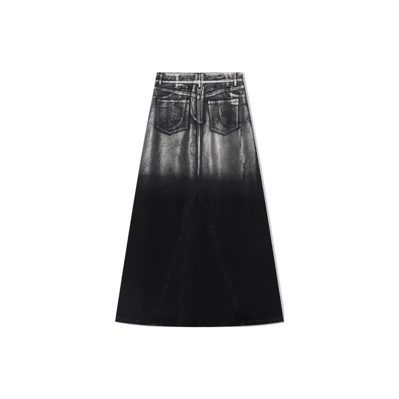 COVERINS Denim Long Skirts Women's Black-1