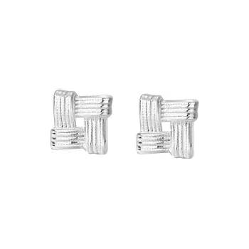 Heart Grass 999 Fine Silver Stud Earrings Women's