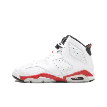 Jordan Air Jordan 6 Rings Anti Slip Wear Resistant High Top Children's Basketball Shoes White Red Teenagers
