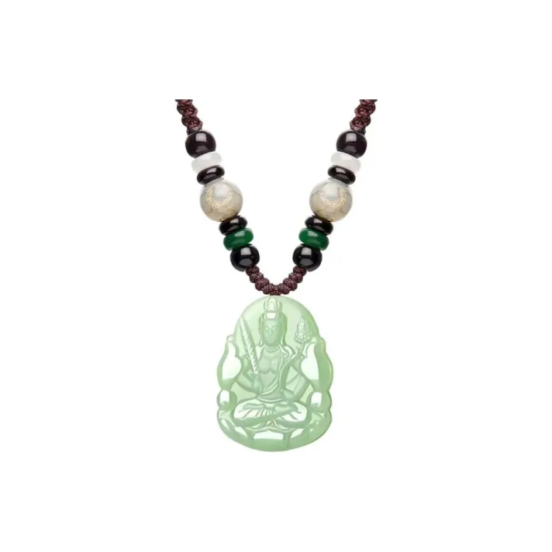 QIANCHANG Necklaces Green Jade Unisex-2