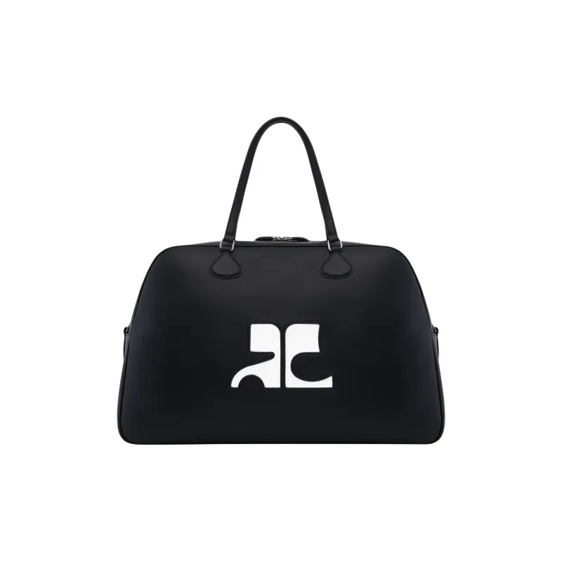 COURREGES Calfskin Travel Bag Women's Black-0