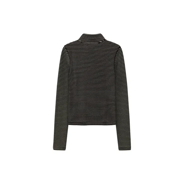 CHUU T Shirt Women's Black White Stripes-1