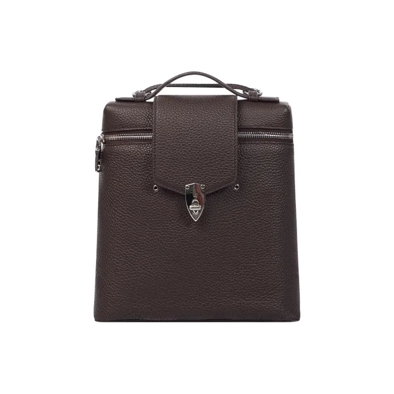 WANACCESSORY Cow Leather Backpack Large Size Women's Almond Pink/Ebony Brown-3