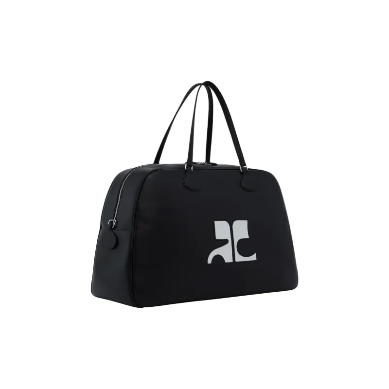 COURREGES Calfskin Travel Bag Women's Black-1