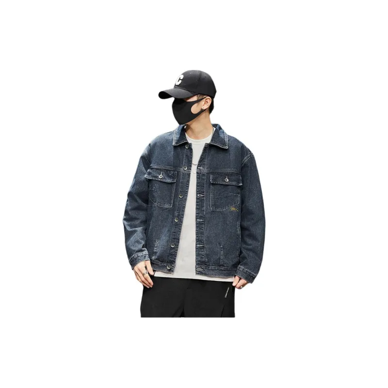 Tonlion Denim Jacket Men's Blue Gray-5