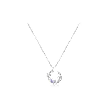 WANLIACC S999 Fine Silver Butterfly Garland Necklace Women's