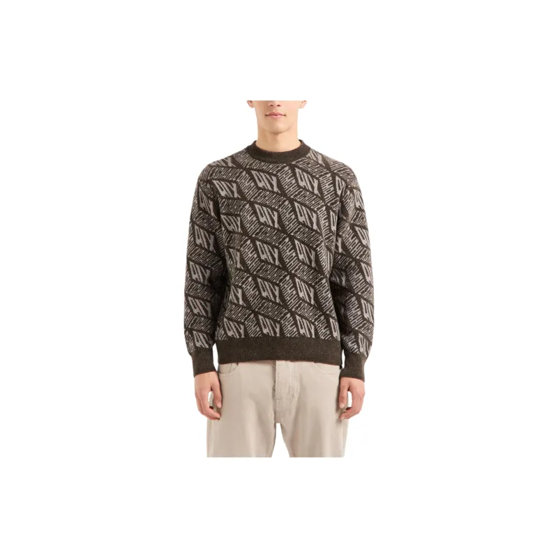 ARMANI EXCHANGEAE FW24 Knitwear Men's Olive Brown-1