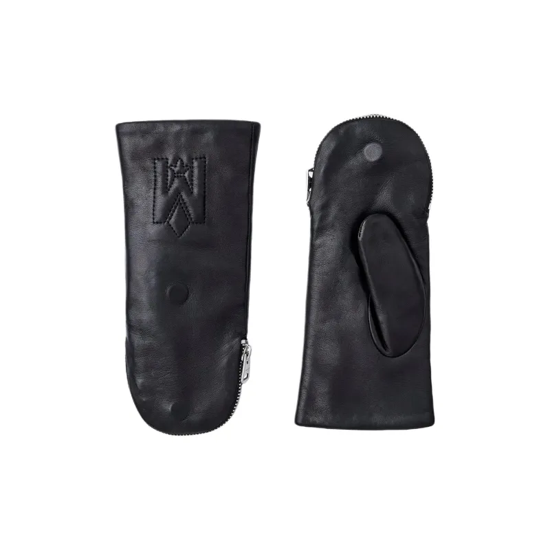 MACKAGE Wool Leather Gloves Unisex Black-0