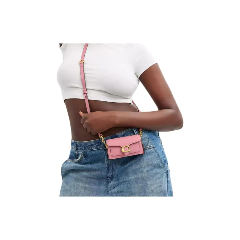 COACH Tabby Leather Shoulder Bag, Crossbody Bag, Handbag Mini Women's Pink-4