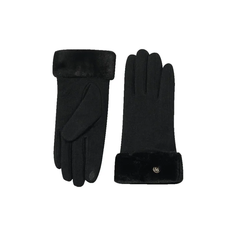 JIUMU Sheep Wool Warm Gloves Women's Beige Camel/Dark Camel/Black-4