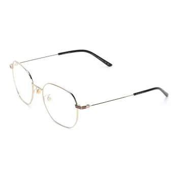 GUCCI Metal Irregular Shape Sunglasses Men's Gold