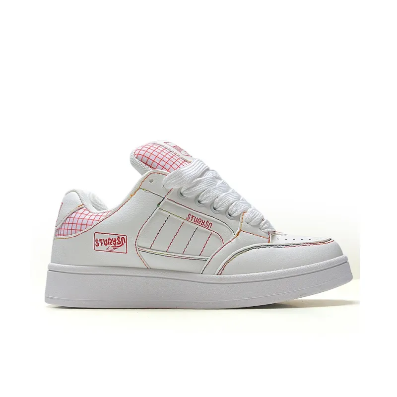 STUR YSN Wear resistant And Lightweight Low Top Skateboard Shoes Women's White Rainbow-1