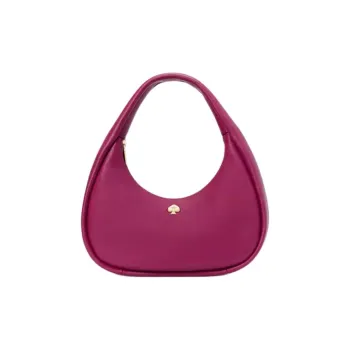 Kate Spade Litchi Grain Leather Handbag, Shoulder Bag Large Size Women's Black Raspberry