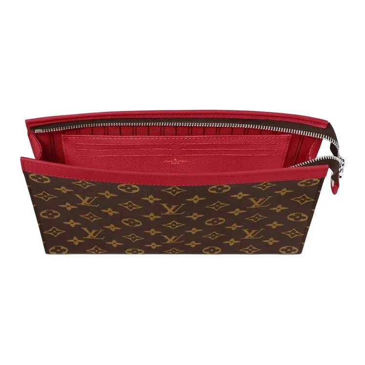 LOUIS VUITTON Pochette Voyage Leather Trim Clutch Regular Men's Red & Brown-2