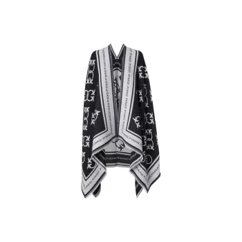 PINKO Acrylic Wool Viscose Shawls Women's Black White