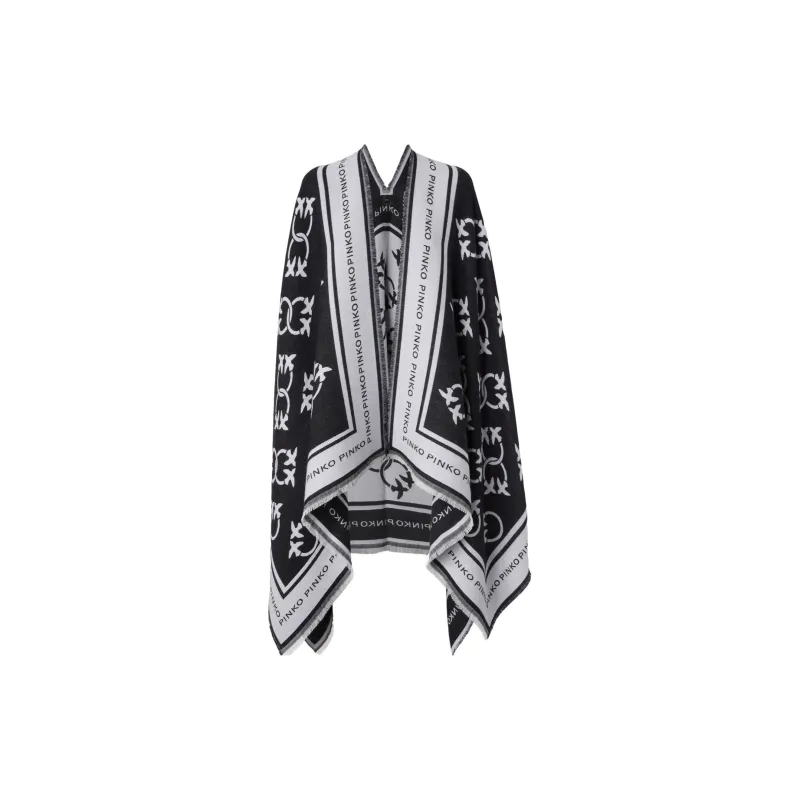 PINKO Acrylic Wool Viscose Shawls Women's Black White-0