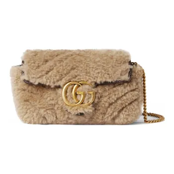 GUCCI Marmont Wool Shoulder Bag, Crossbody Bag Extra Mini Women's Light Brown