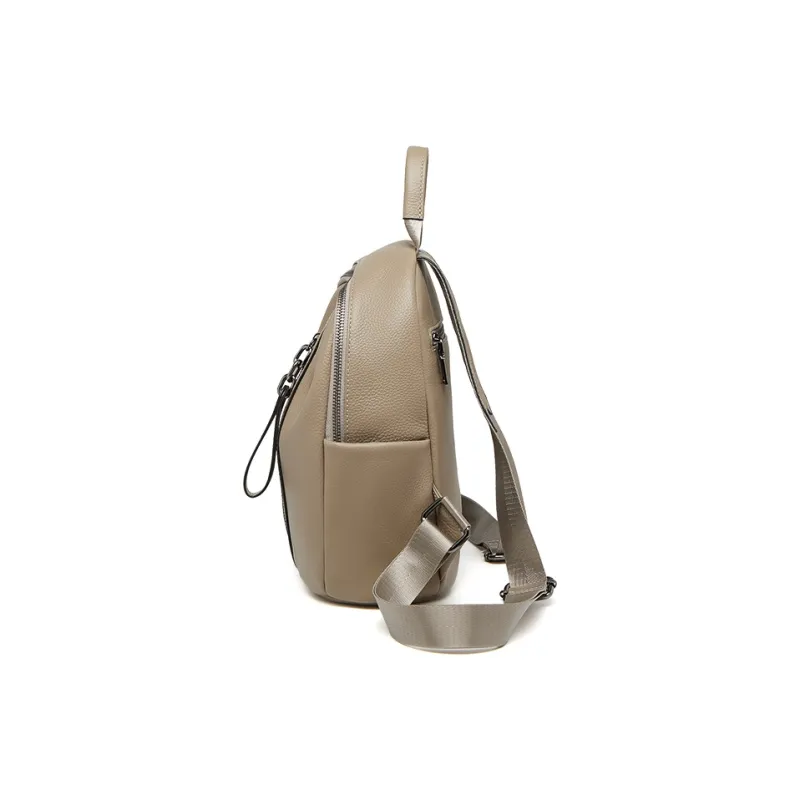 ZOOLER Top Grain Cow Leather Backpack Regular Women's Khaki/Black/Smoke Gray-4
