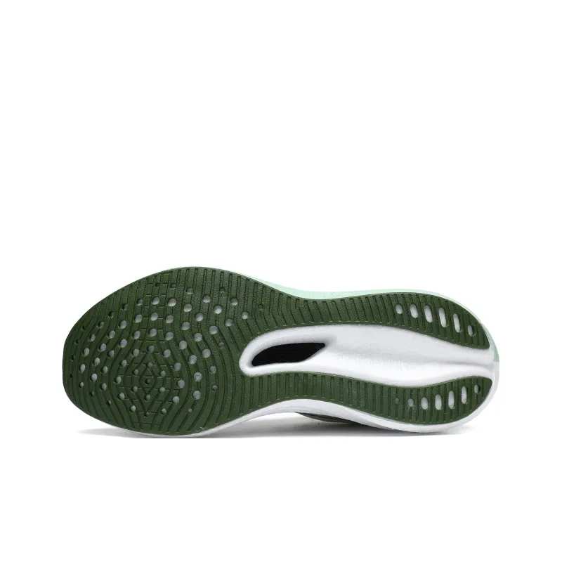 BTE Anti-Slip And Wear-Resistant Rebound Low-Top Carbon Plate Casual Marathon Running Shoes Unisex White Floral Green-4
