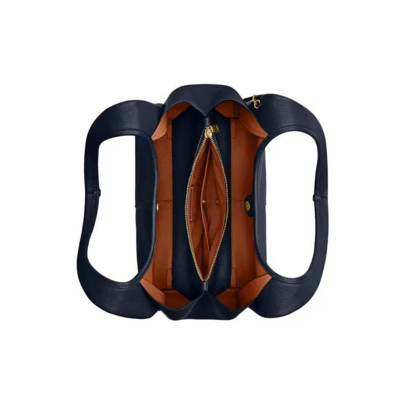 COACH Lana Polished Litchi Grain Leather Tote Bag Shopping Bag Shoulder Bag Handbag Large Size Women's Deep Navy Blue-3