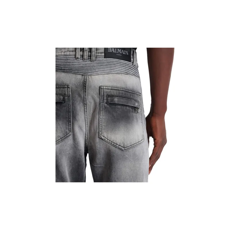 BALMAIN Ribbed knee Biker Jeans-6
