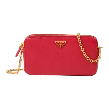 PRADA Leather Box Bag Wallet Crossbody Bag Shoulder Bag Mini Women's Red