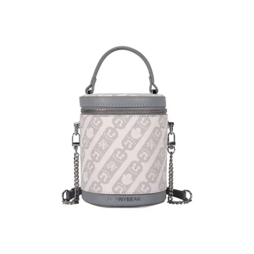 DANNYBEARJEANS Synthetic Leather, Textile Mosaic Bucket Bag, Crossbody Handbag Medium Size Women's Ecru & Light Blue