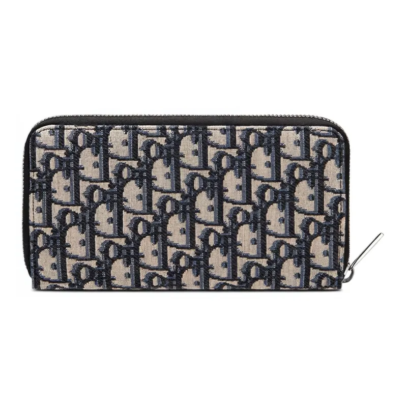 DIOR Cow Leather Wallet Clutch Unisex Black/Beige-5