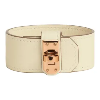 HERMES Calfskin Bracelets Women's Beige Yellow