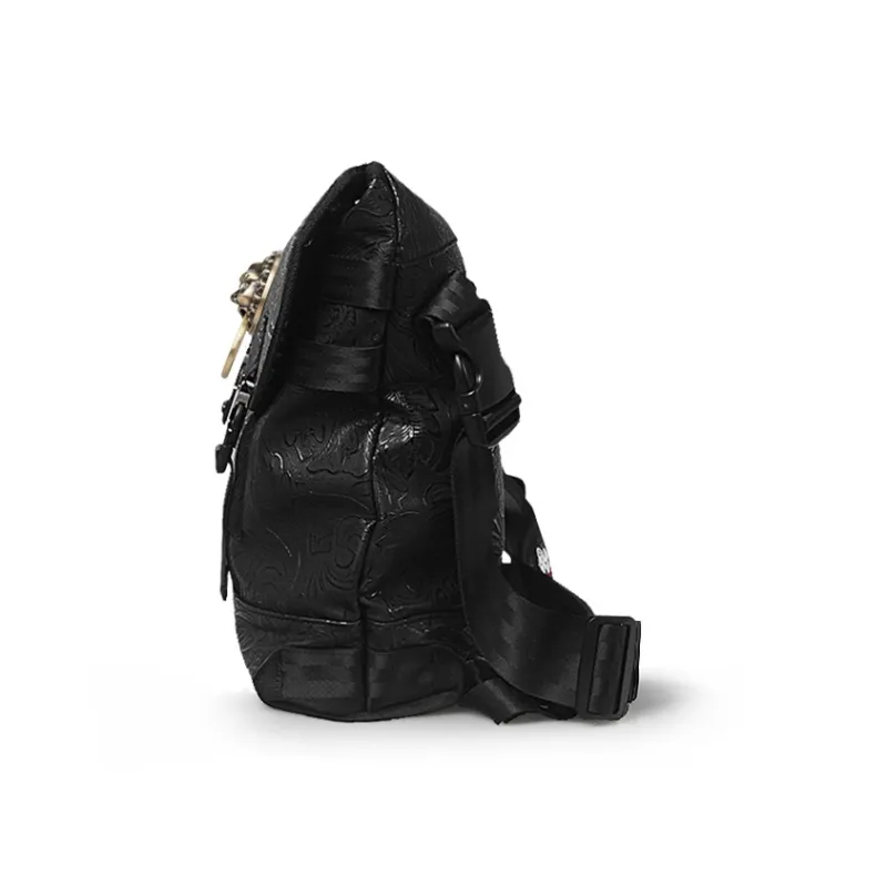 First Note PVC Shoulder Bag, Crossbody Bag, Messenger Bag Tubas Unisex Black-3