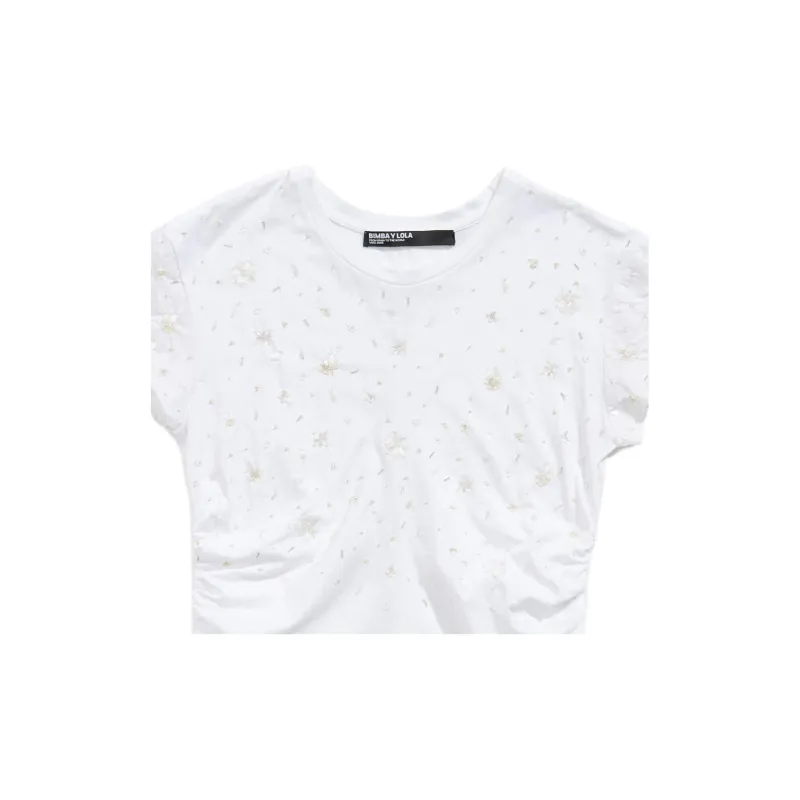 BIMBA Y LOLA Fitted Round Neck Short-Sleeved T-Shirt Women's White-1