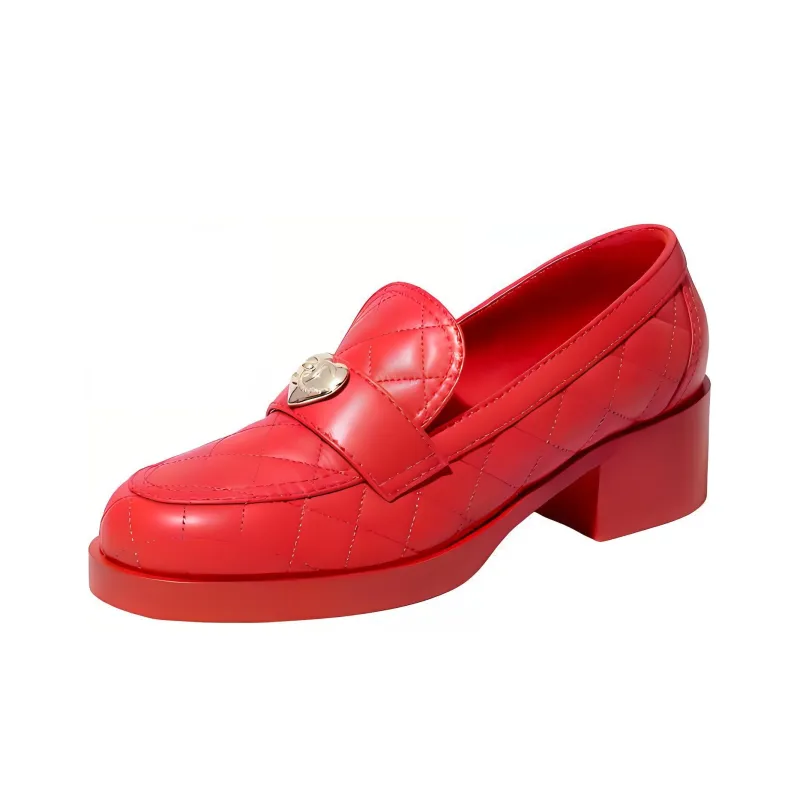 CHANEL Casual Single Shoes Women's Red-0