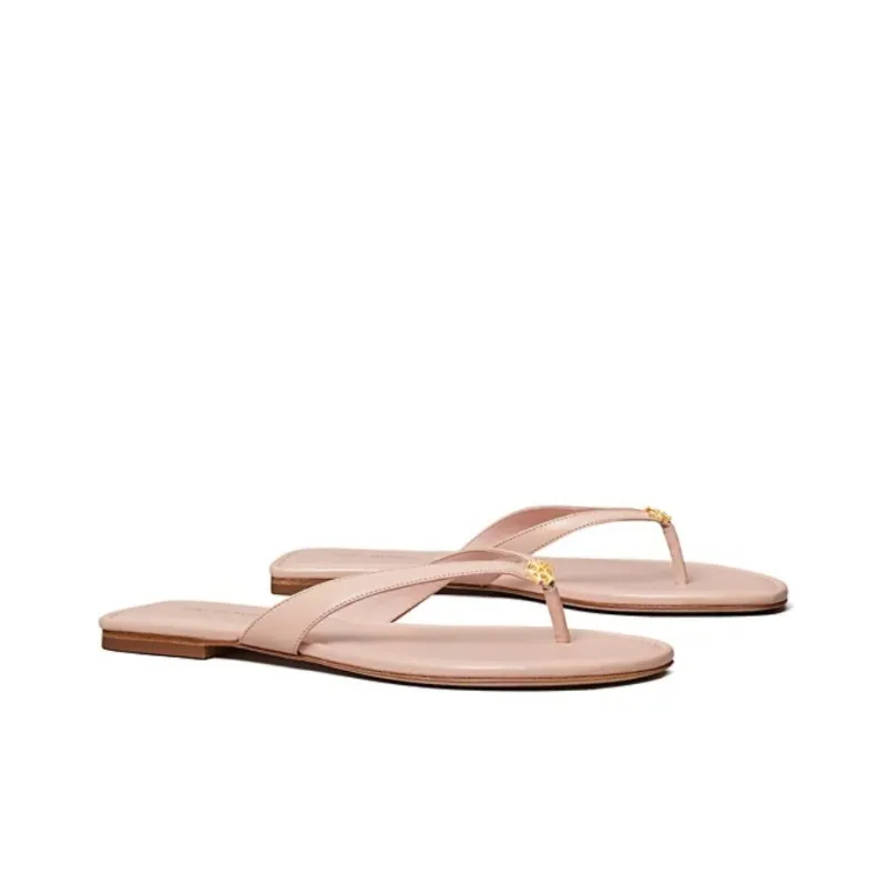 TORY BURCH Logo-plaque Leather Flip Flops-2