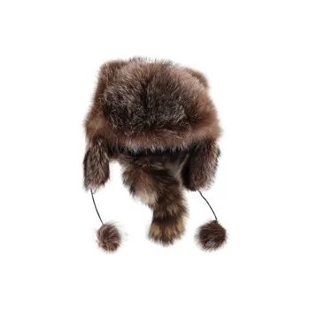 Lagur Raccoon Dog Fur Raccoon Hat Women's Solid Color