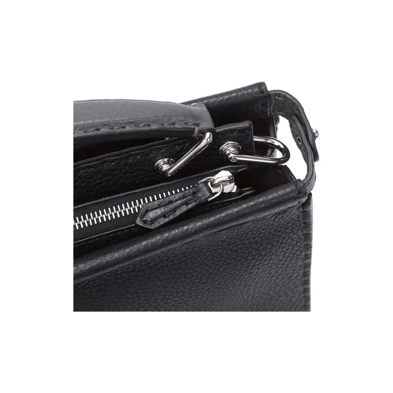 FENDI Peekaboo Leather Briefcase Crossbody Bag Shoulder Bag Men's Black-4