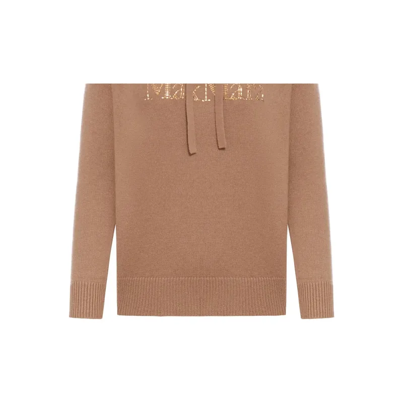 'S MAX MARA Logo Embellished Knitted Hoodie-5