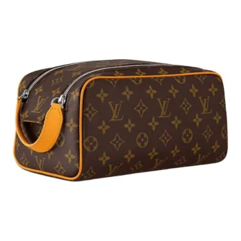 LOUIS VUITTON Dopp Kit Leather Toiletry Bag Regular Men's Yellow & Brown