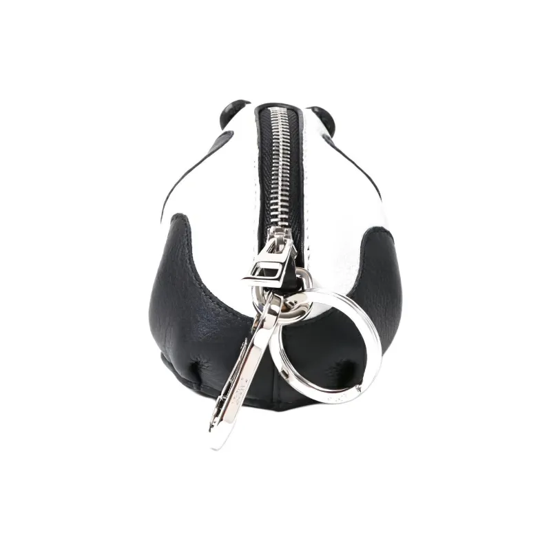 LOEWE Cow Leather Coin Purse Unisex Black/White-1