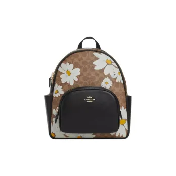 COACH Court Canvas Backpack Large Size Women's Gold & Brown Umber