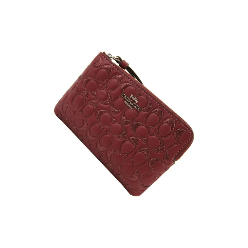 COACH Leather Wrist Bag Coin Purse Mahjong Clutch Regular Men's Burgundy-4