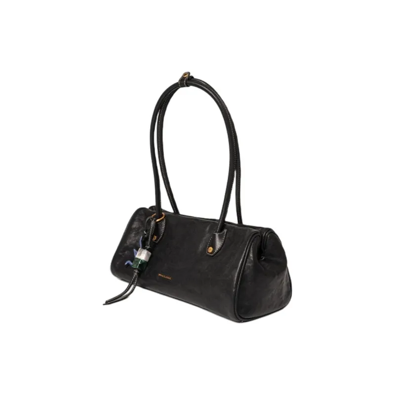 OMI Cow Head Leather Shoulder Bag Regular Women's Dark Iron Black/Pinecone Brown/Cinnamon Brown-1