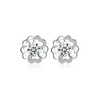 Happy Tide 999 Fine Silver Earrings Women's White Gold