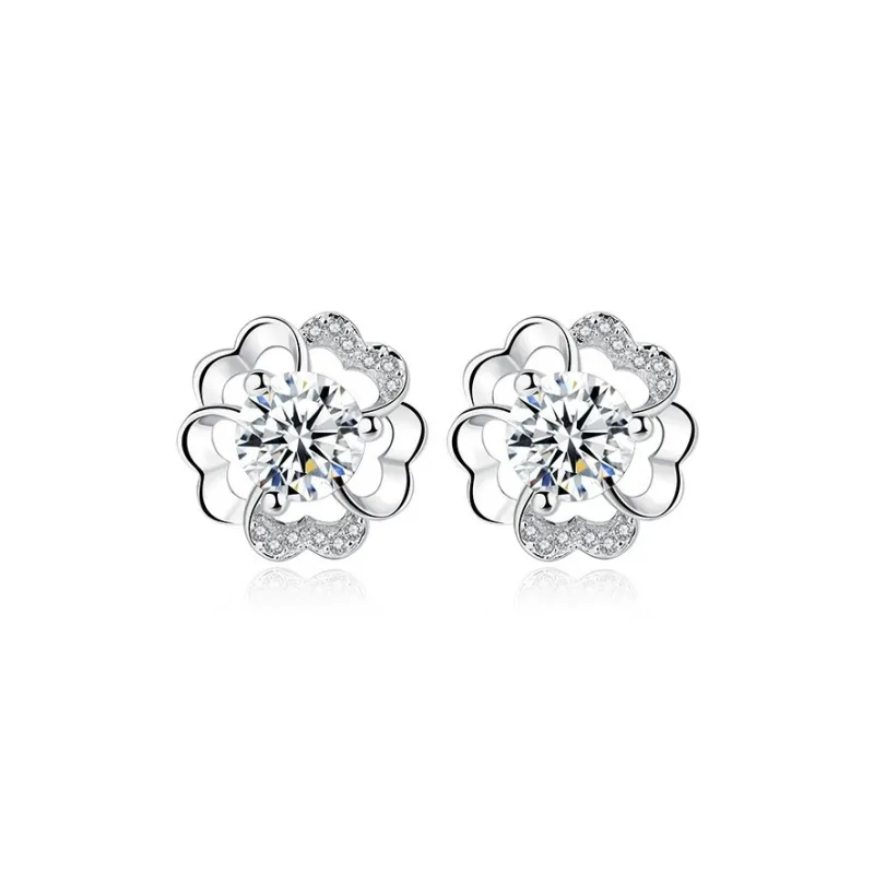 Happy Tide 999 Fine Silver Earrings Women's White Gold-0