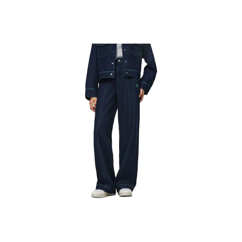 LiNing Chinese Culture Series Jeans Women's Dark Denim Blue-2