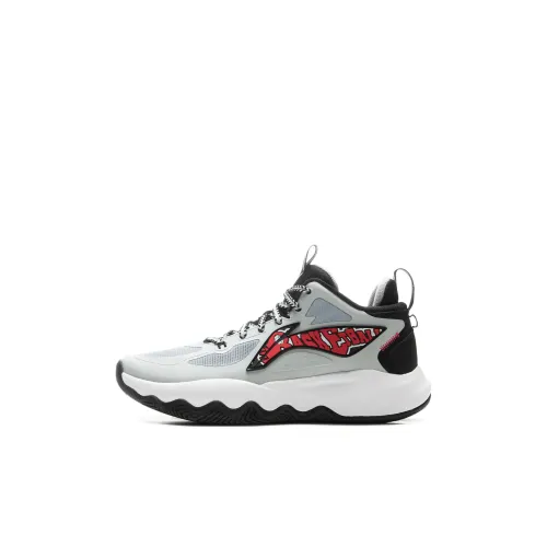 LINING YOUNG Cushioning Rebound Low Top Children's Basketball Shoes Brick Gray Kids'